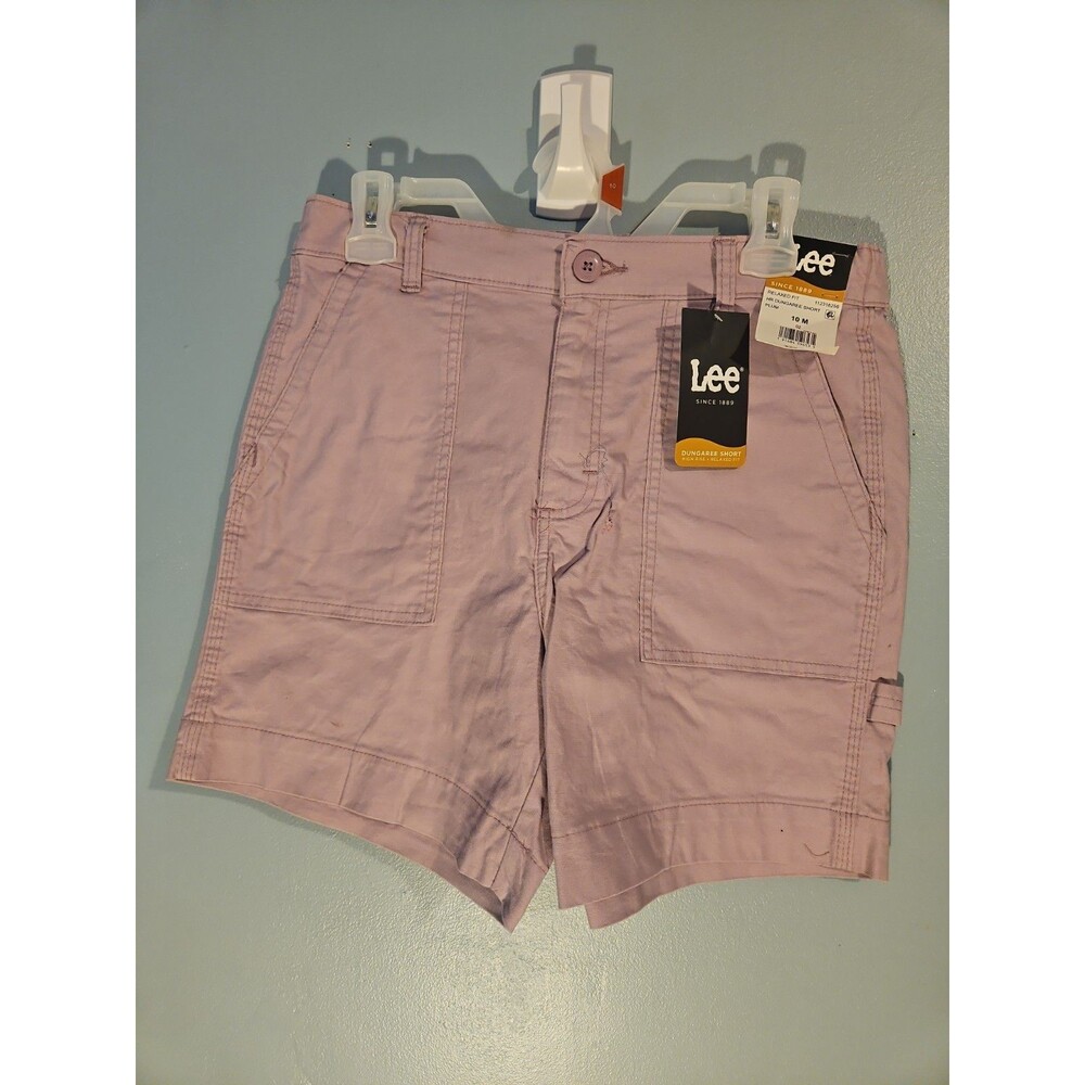 NWT Lee Women's Relaxed Fit Dungaree Short, High-Rise, Plum, Size 10 M